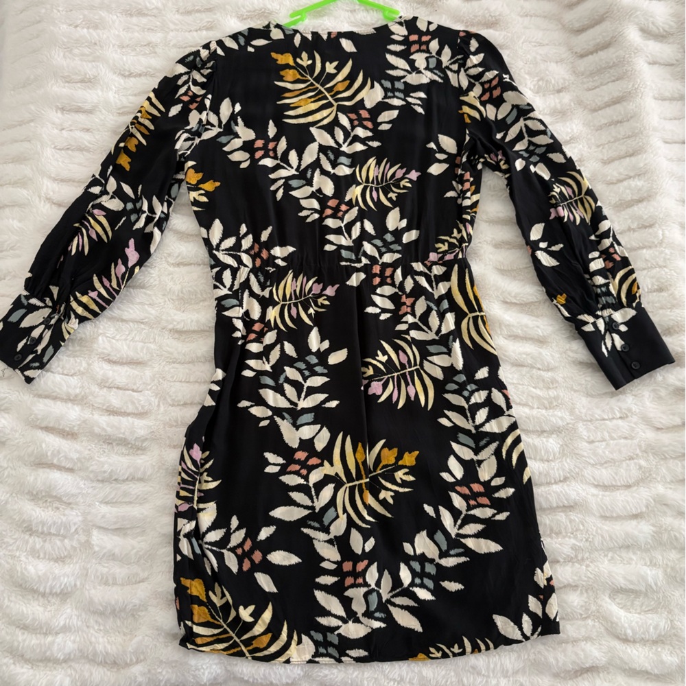 ba&sh Black Leaf Print Long Sleeve Dress - Picture 4 of 4